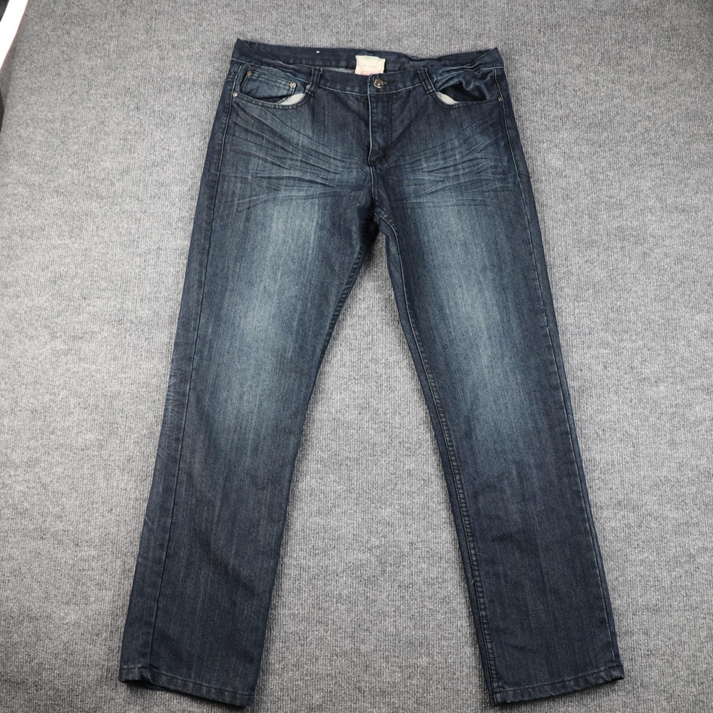 Brooklyn Xpress Jeans Mens 38x32 Blue Denim Straight Fit‎ Classic Zip Fly